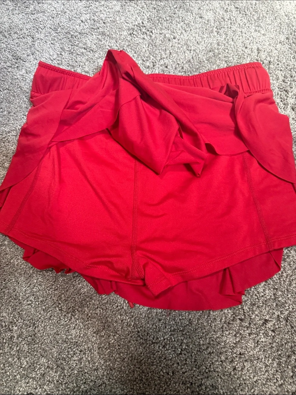 FP Movement by Free People Red Pleated Athletic Drawstring Shorts